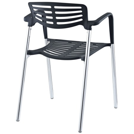 Sillón ALBENIZ, cromado, polipropileno negro-3