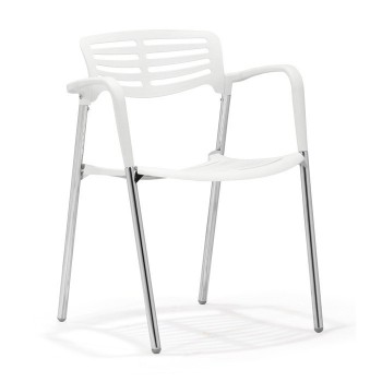 Sillón ALBENIZ, cromado, polipropileno blanco 2