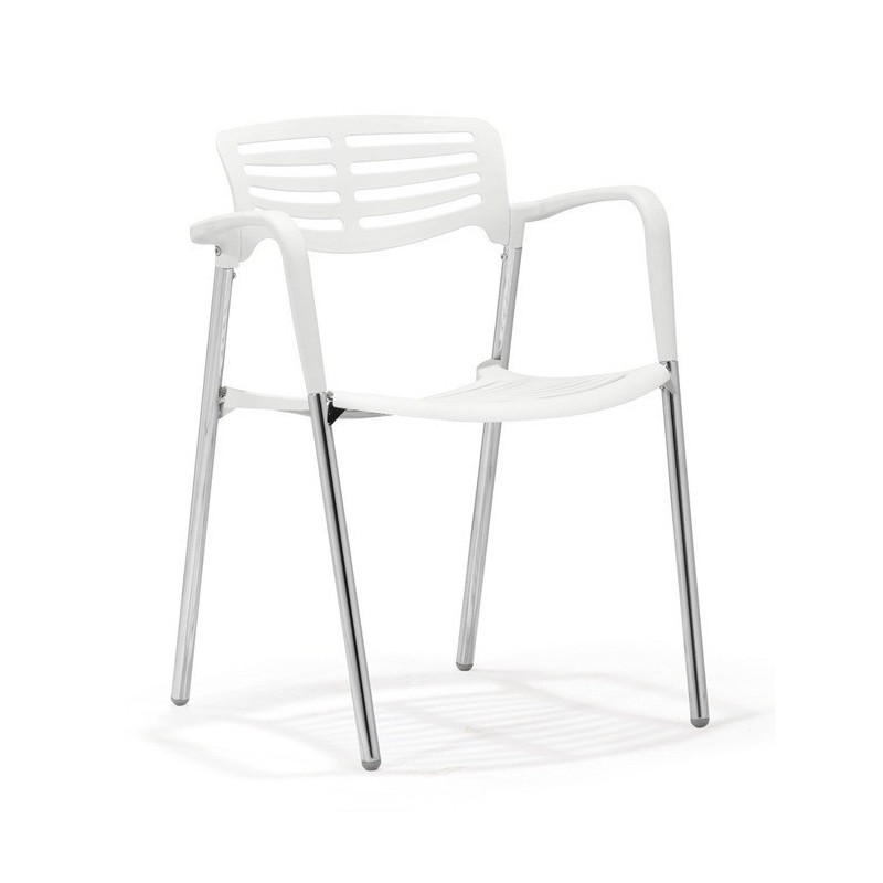 Sillón ALBENIZ, cromado, polipropileno blanco-0