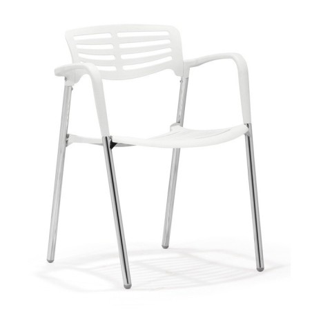 Sillón ALBENIZ, cromado, polipropileno blanco-0