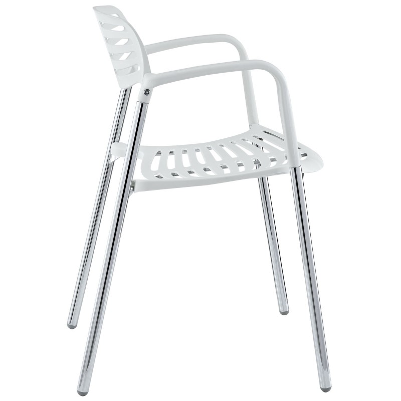 Sillón ALBENIZ, cromado, polipropileno blanco-1