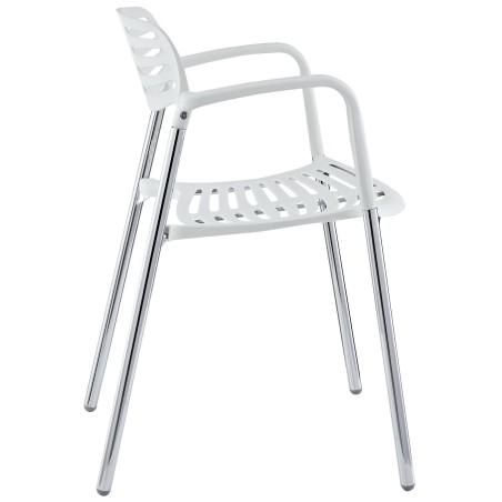 Sillón ALBENIZ, cromado, polipropileno blanco-1