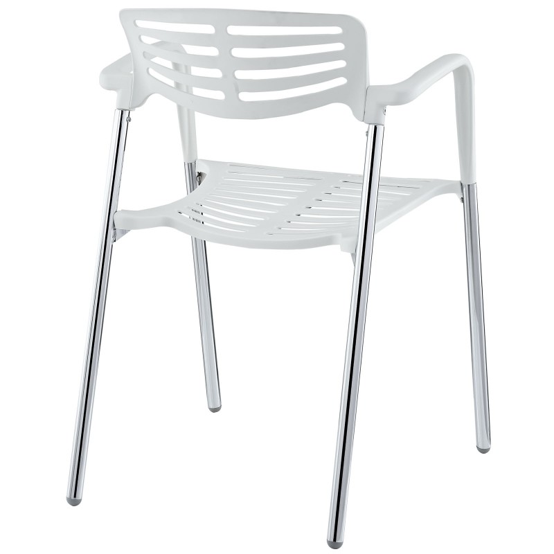 Sillón ALBENIZ, cromado, polipropileno blanco-2