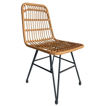 Silla BRUNEI, metal, ratán beige