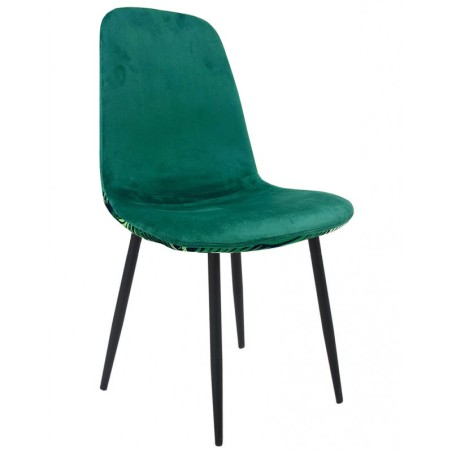 Silla HORUS NEW, metal, tapizado velvet verde con trasera floral a juego-0