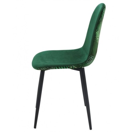 Silla HORUS NEW, metal, tapizado velvet verde con trasera floral a juego-1