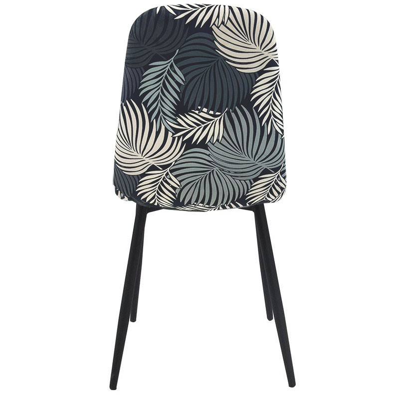 Silla HORUS NEW, metal, tapizado velvet gris con trasera floral a juego-0