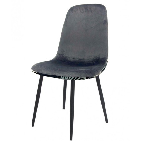 Silla HORUS NEW, metal, tapizado velvet gris con trasera floral a juego-1