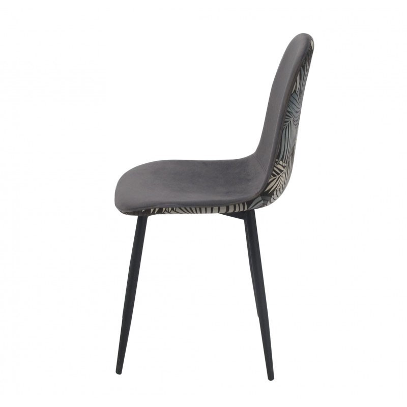 Silla HORUS NEW, metal, tapizado velvet gris con trasera floral a juego-2
