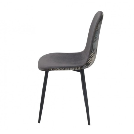Silla HORUS NEW, metal, tapizado velvet gris con trasera floral a juego-2