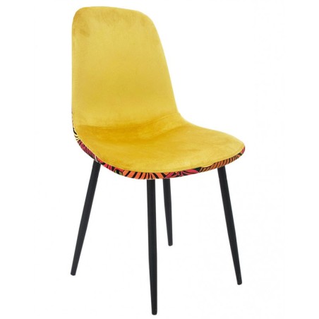 Silla HORUS NEW, metal, tapizado velvet amarillo con trasera floral a juego-0