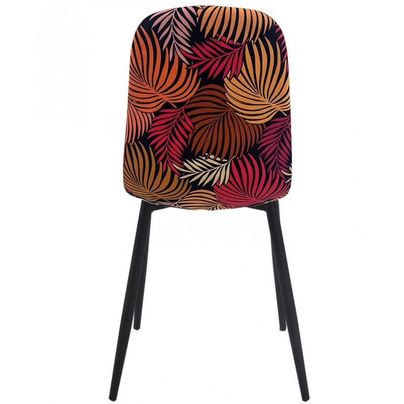 Silla HORUS NEW, metal, tapizado velvet amarillo con trasera floral a juego-1