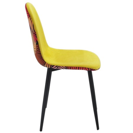 Silla HORUS NEW, metal, tapizado velvet amarillo con trasera floral a juego-2