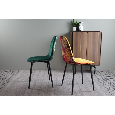 Silla HORUS NEW, metal, tapizado velvet amarillo con trasera floral a juego-3