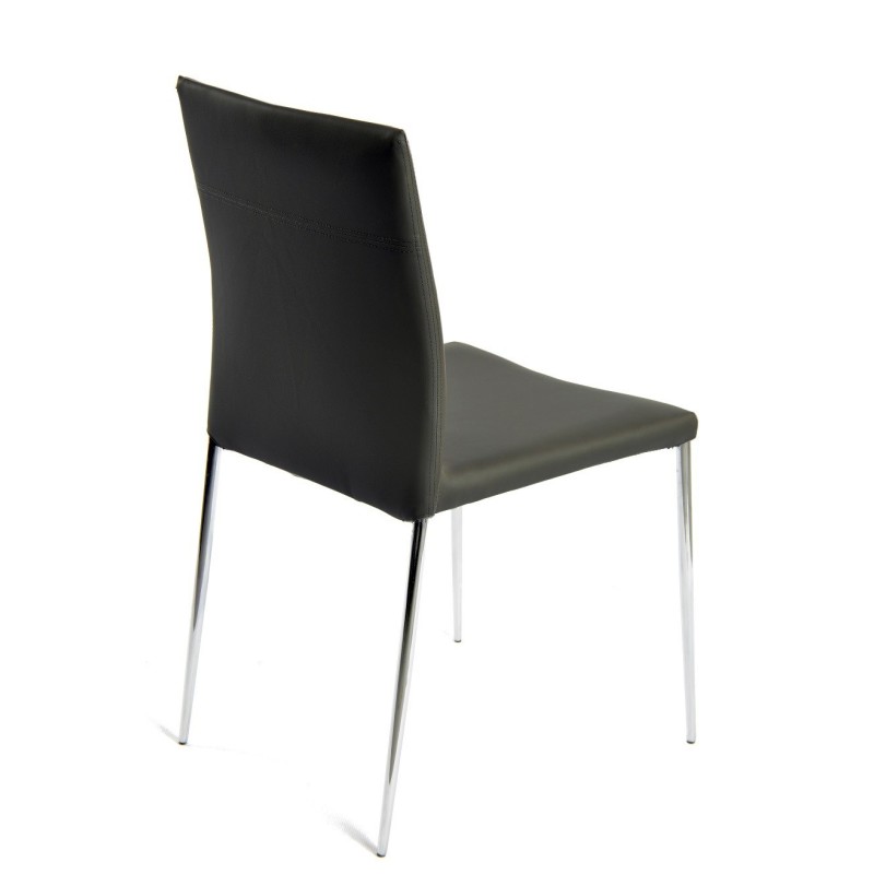Silla INMA, apilable, metal, similpiel negra-0