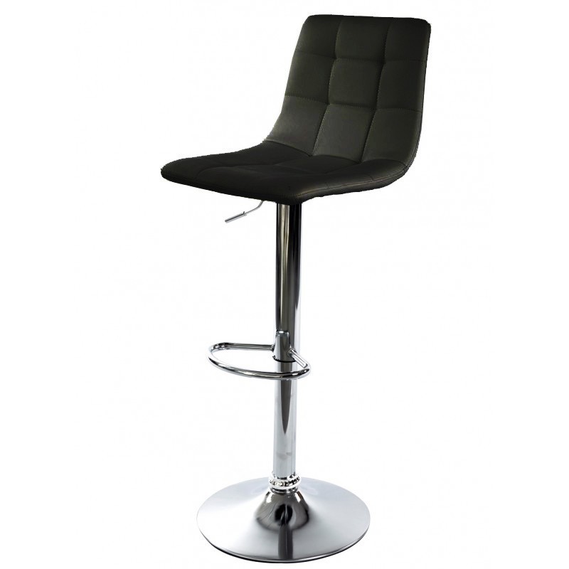 Taburete DESEO NEW (M) , cromado, similpiel negra