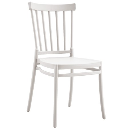 Silla MILOS NEW, apilable, tratamiento anti UV, polipropileno blanco
