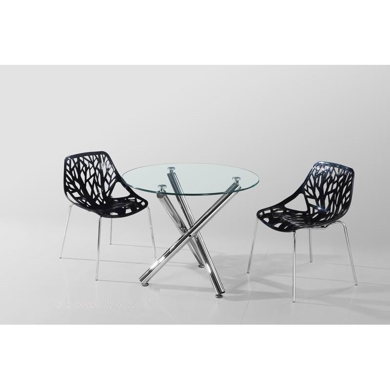 Mesa DESIREE NEW, cromada, cristal, 90 cms diámetro-0