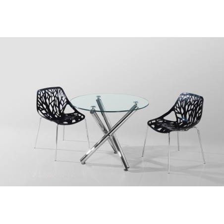 Mesa DESIREE NEW, cromada, cristal, 90 cms diámetro-0