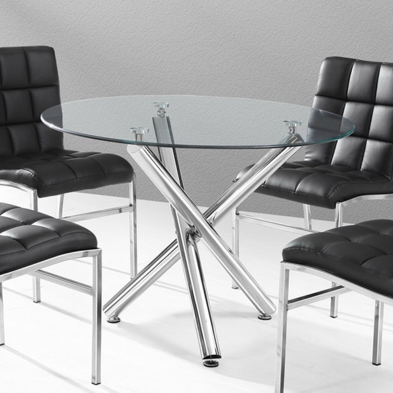Mesa DESIREE NEW, cromada, cristal, 90 cms diámetro-1