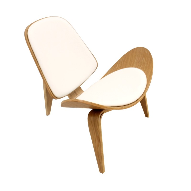 Sillón NORDIC (R), fresno, similpiel blanca-1