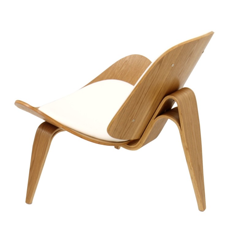 Sillón NORDIC (R), fresno, similpiel blanca-2
