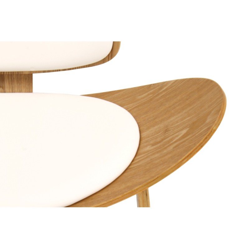 Sillón NORDIC (R), fresno, similpiel blanca-3