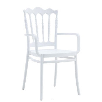 Sillón WEDDING, apilable, polipropileno blanco