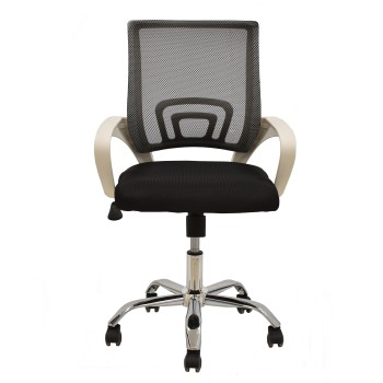 Sillón de oficina FISS NEW, brazos blanco, basculante, estructura y malla negro 2