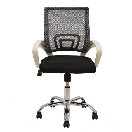 Sillón de oficina FISS NEW, brazos blanco, basculante, estructura y malla negro-0