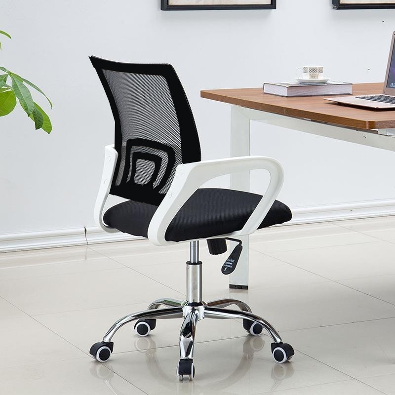 Sillón de oficina FISS NEW, brazos blanco, basculante, estructura y malla negro-3