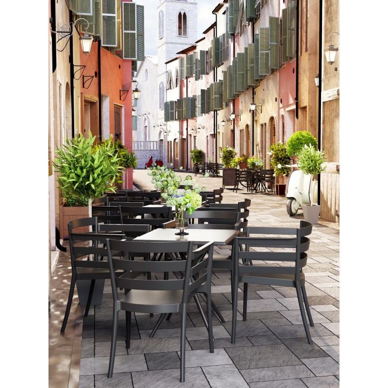 Sillón SALERNO, apilable, polipropileno antracita-3