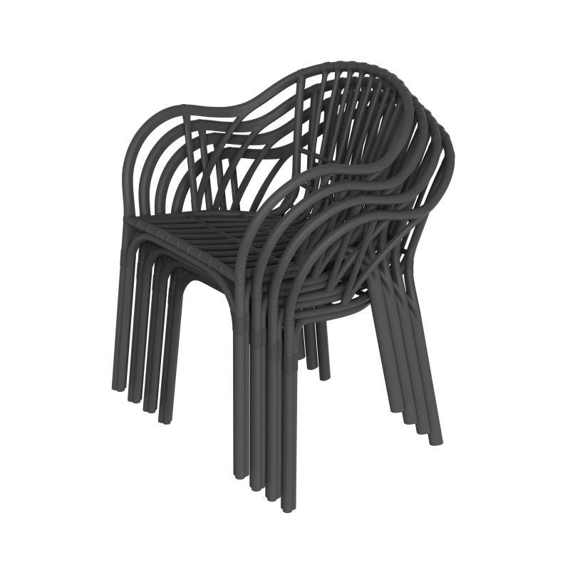 Sillón AMALFI, apilable, polipropileno antracita-1