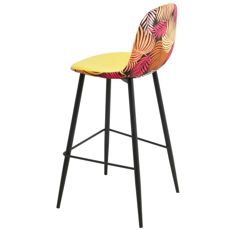 Tapizado velvet amarillo con trasera floral a juego