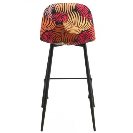 Taburete HORUS NEW, metal, tapizado velvet amarillo con trasera floral a juego-2