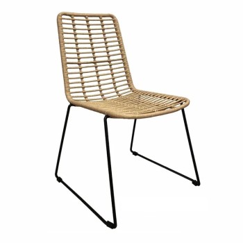 Silla LOTAK, metal, ratán beige