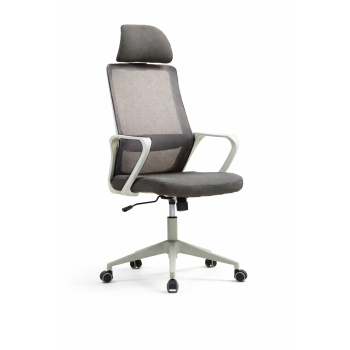 Sillón de oficina MARIO, alto, gris, malla y asiento gris
