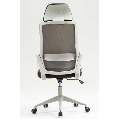 Sillón de oficina MARIO, alto, gris, malla y asiento gris-0