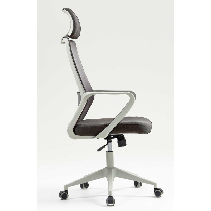 Sillón de oficina MARIO, alto, gris, malla y asiento gris-1