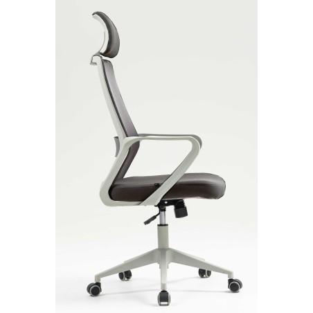Sillón de oficina MARIO, alto, gris, malla y asiento gris-1