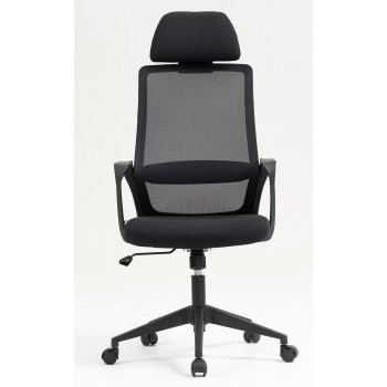 Sillón de oficina MARIO, alto, negro, malla y asiento negro 2