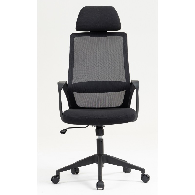 Sillón de oficina MARIO, alto, negro, malla y asiento negro-0