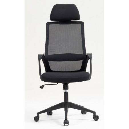 Sillón de oficina MARIO, alto, negro, malla y asiento negro-0