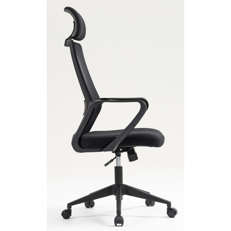 Sillón de oficina MARIO, alto, negro, malla y asiento negro-1