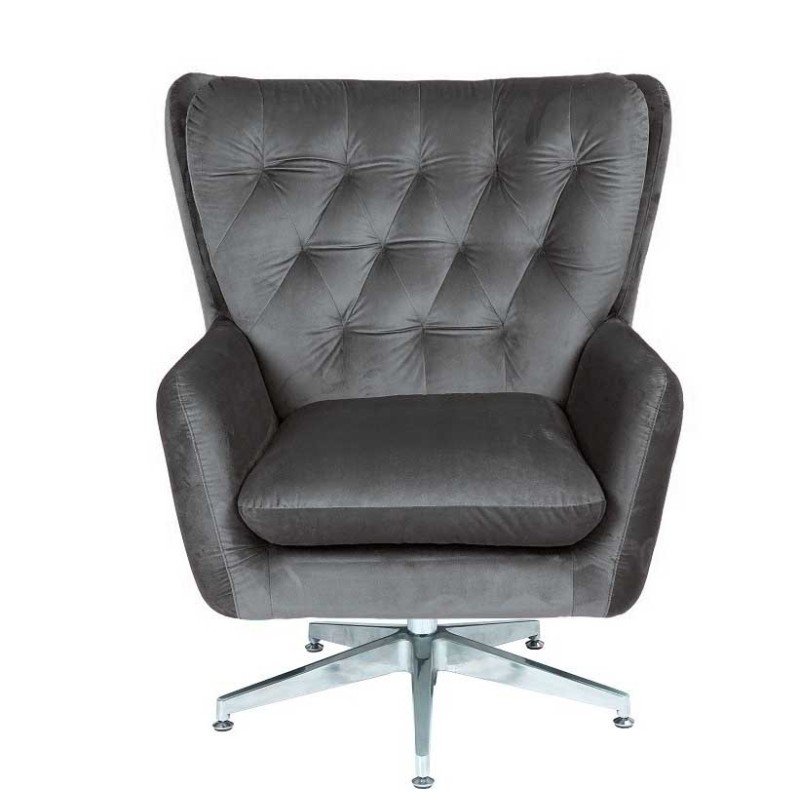 Sillón BÉCQUER, giratorio, regulable, tapizado velvet gris-0