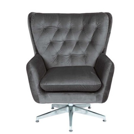 Sillón BÉCQUER, giratorio, regulable, tapizado velvet gris-0