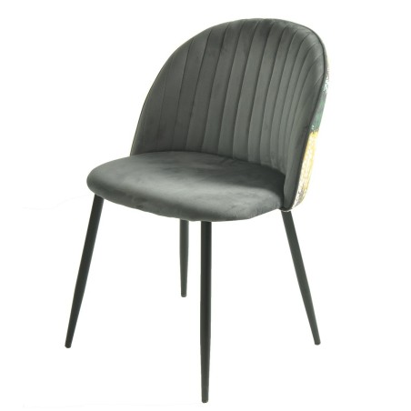 Silla PALM GREY, metal, tapizado velvet gris con trasera palm-0