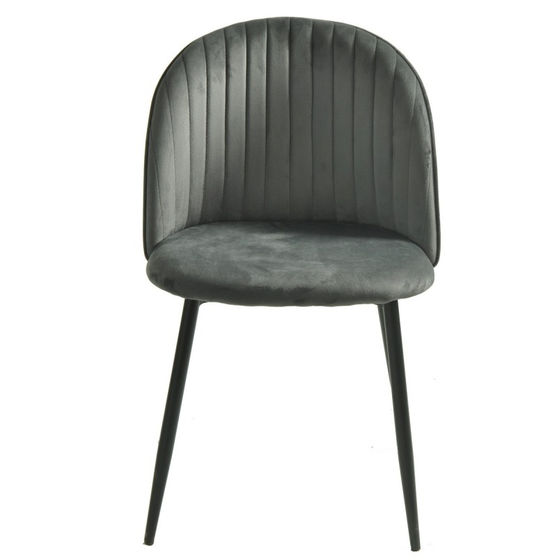 Silla PALM GREY, metal, tapizado velvet gris con trasera palm-1
