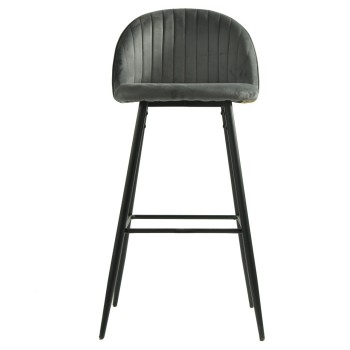 Taburete PALM GREY, metal, tapizado velvet gris con trasera palm 2