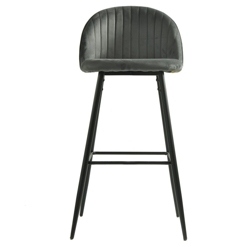 Taburete PALM GREY, metal, tapizado velvet gris con trasera palm-0